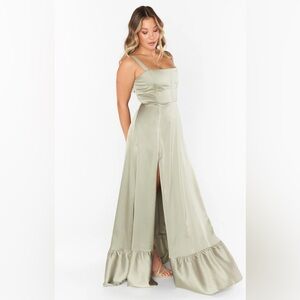 Show Me Your Mumu Clarissa Corset Dress in Moss Green Luxe Satin XXL NWT